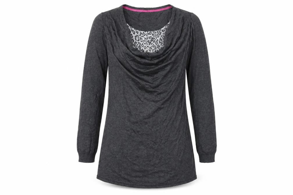 Marks & Spencer Per Una Women's Grey Cowl Neck Long Sleeve Tunic Jumper Size 14