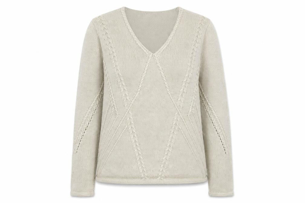 Marks & Spencer Women Beige V-Neck Knit Jumper Size 14