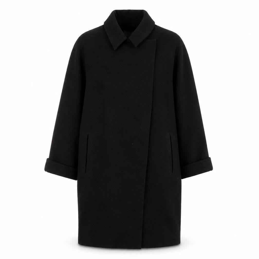 Topshop Womens Black Wool Blend Single Breasted Coat Size 6
