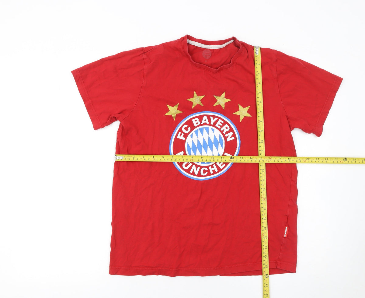 FC Bayern München Men’s Red Short Sleeve Graphic T-Shirt Size M