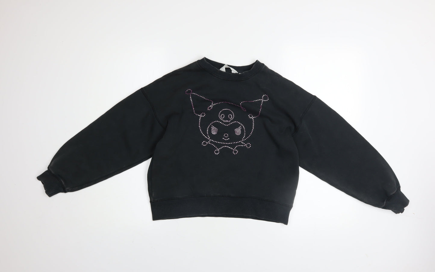 H&M Girls Black Kuromi Rhinestone Pullover Sweatshirt 11-12 Years
