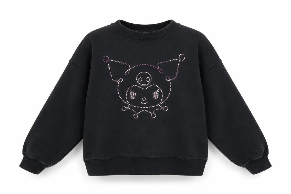 H&M Girls Black Kuromi Rhinestone Pullover Sweatshirt 11-12 Years
