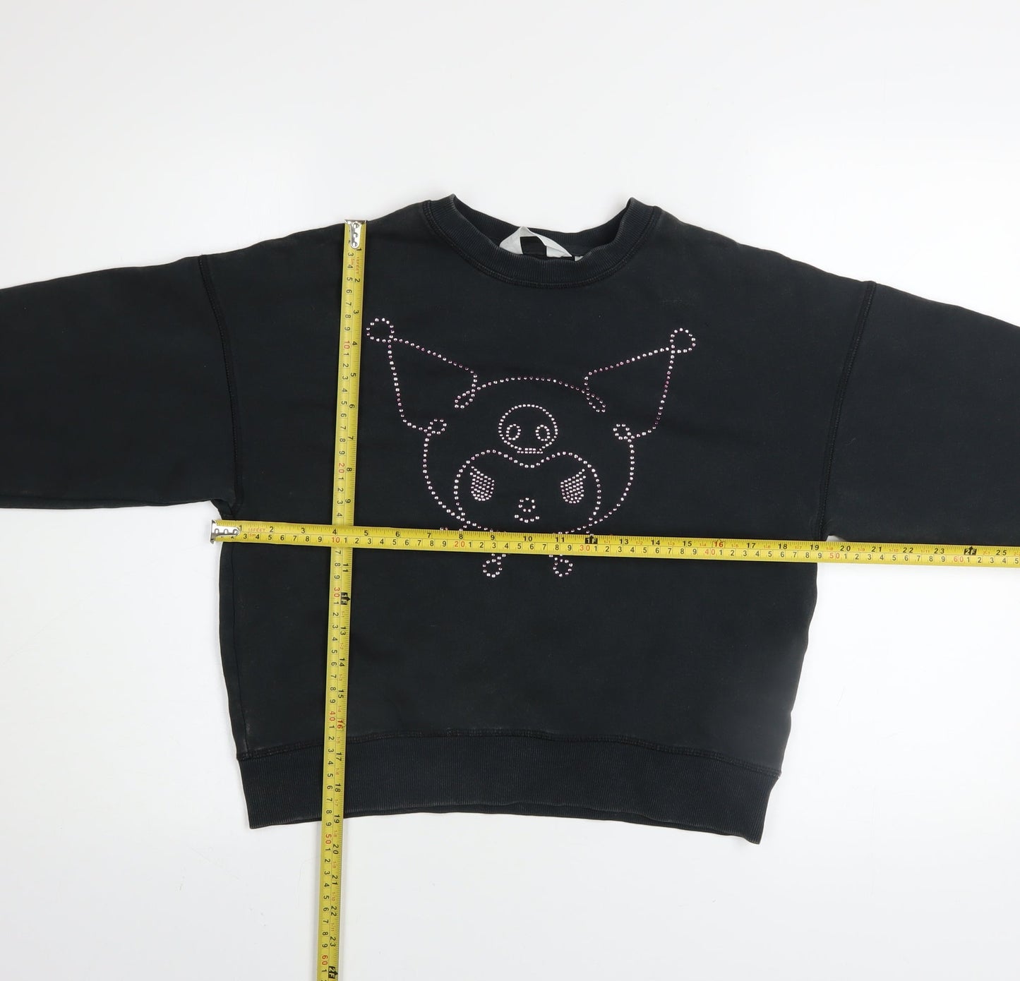 H&M Girls Black Kuromi Rhinestone Pullover Sweatshirt 11-12 Years