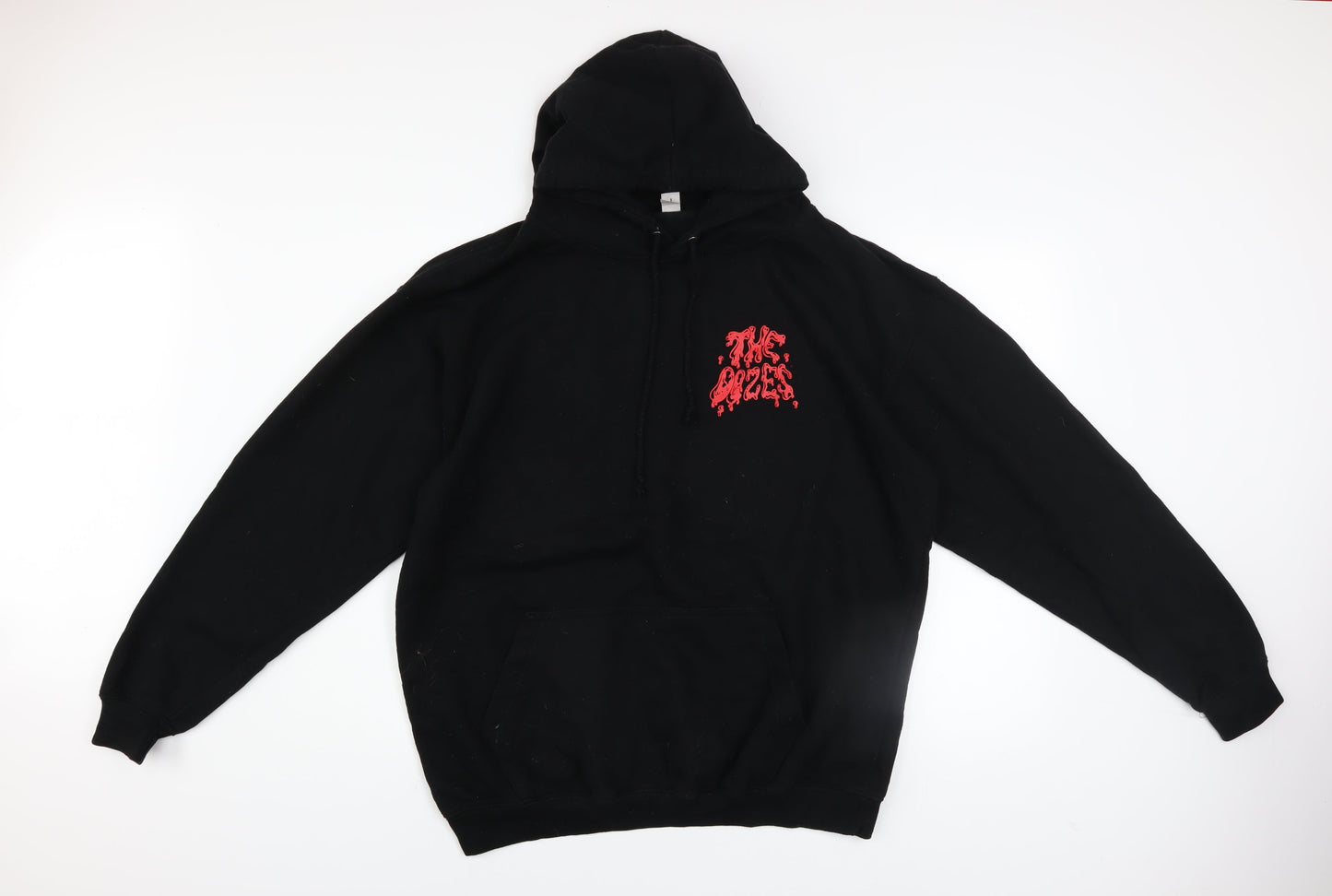 Just Hoods Mens Black XL Pullover Hoodie Graphic Logo Sweatshirt