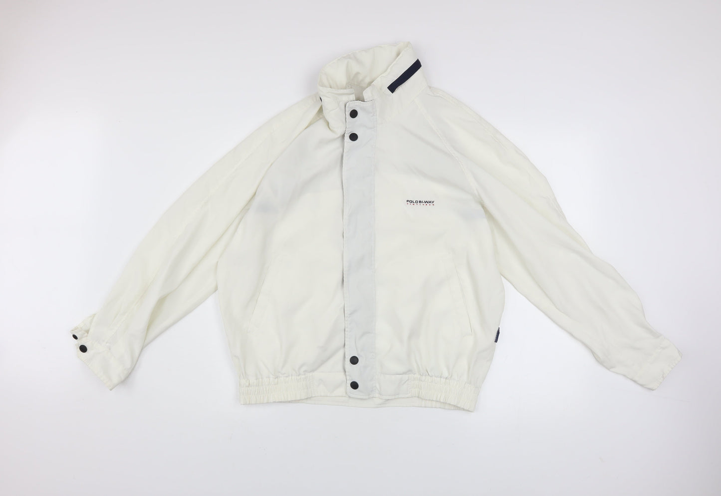 Polo Bi-Way Men's White Windbreaker Jacket Size L Sport Style
