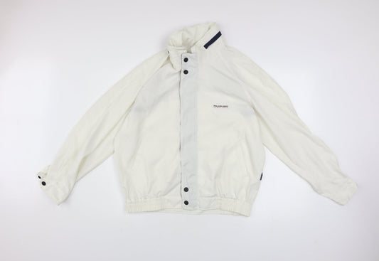 Polo Bi-Way Men's White Windbreaker Jacket Size L Sport Style