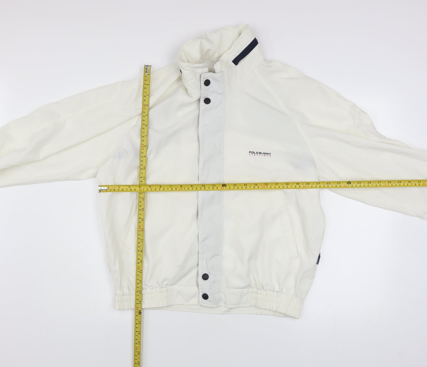 Polo Bi-Way Men's White Windbreaker Jacket Size L Sport Style