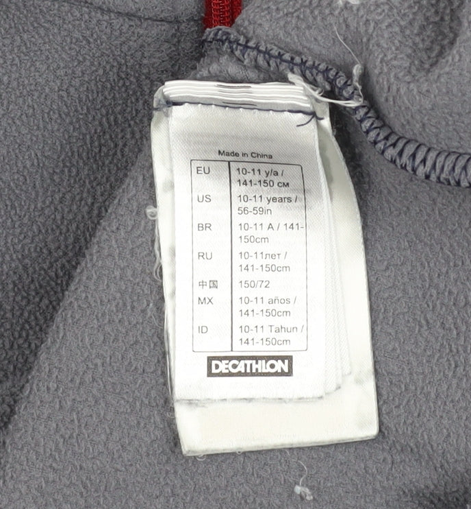 Quechua Boys Grey Fleece 1/4 Zip Pullover Sweatshirt Size 10-11 Years