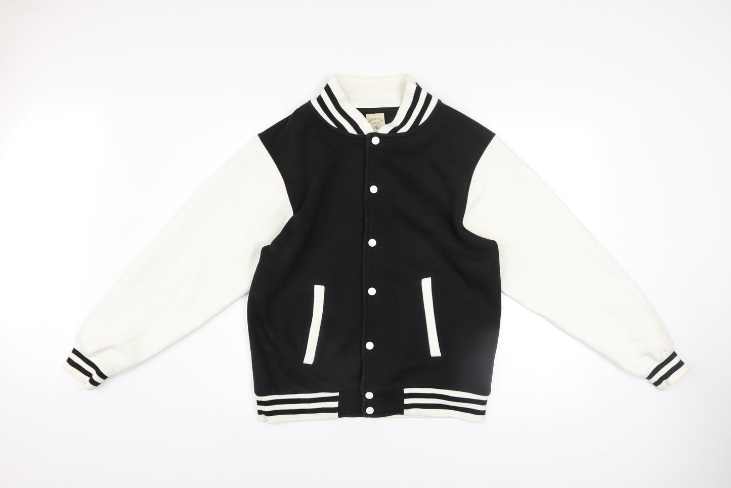 Uneek Men’s Black & White Varsity Jacket Size M Regular Fit
