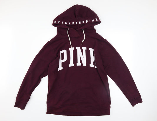 Victoria's Secret PINK Women's Burgundy Hoodie Size 12 Cotton Blend