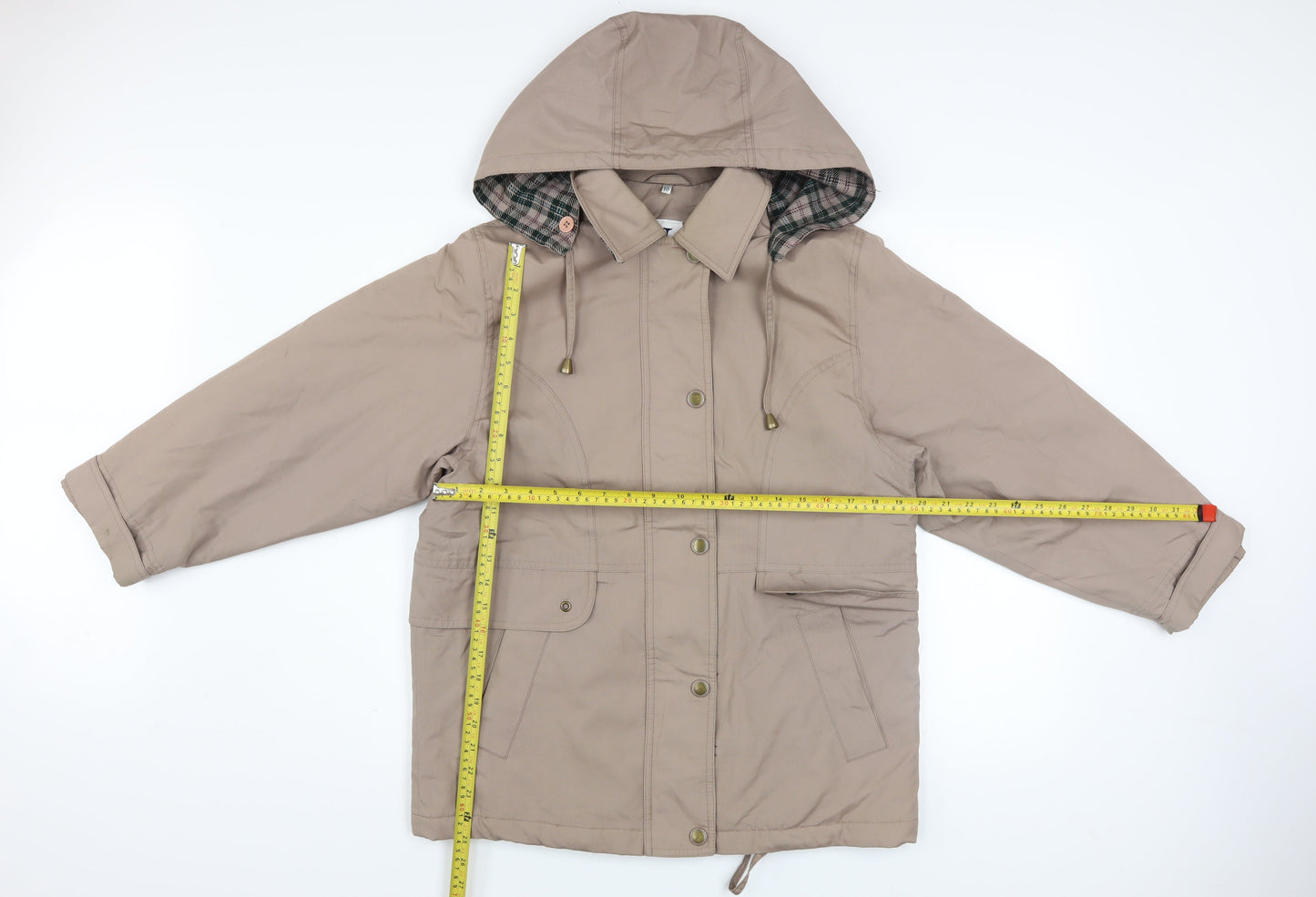Debenhams Women’s Beige Parka Jacket Size 10 Hooded Mid-Length Cotton Blend