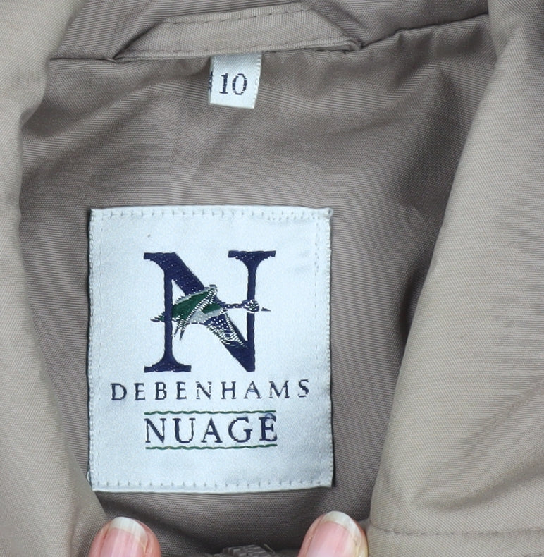 Debenhams Women’s Beige Parka Jacket Size 10 Hooded Mid-Length Cotton Blend