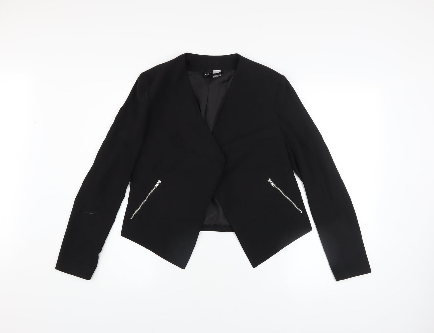 H&M Divided Women's Black Size 8 Slim Fit Zip Blazer Jacket