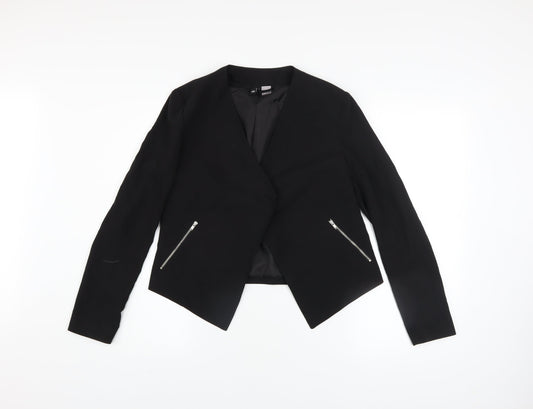 H&M Divided Women's Black Size 8 Slim Fit Zip Blazer Jacket