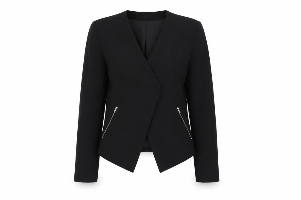 H&M Divided Women's Black Size 8 Slim Fit Zip Blazer Jacket