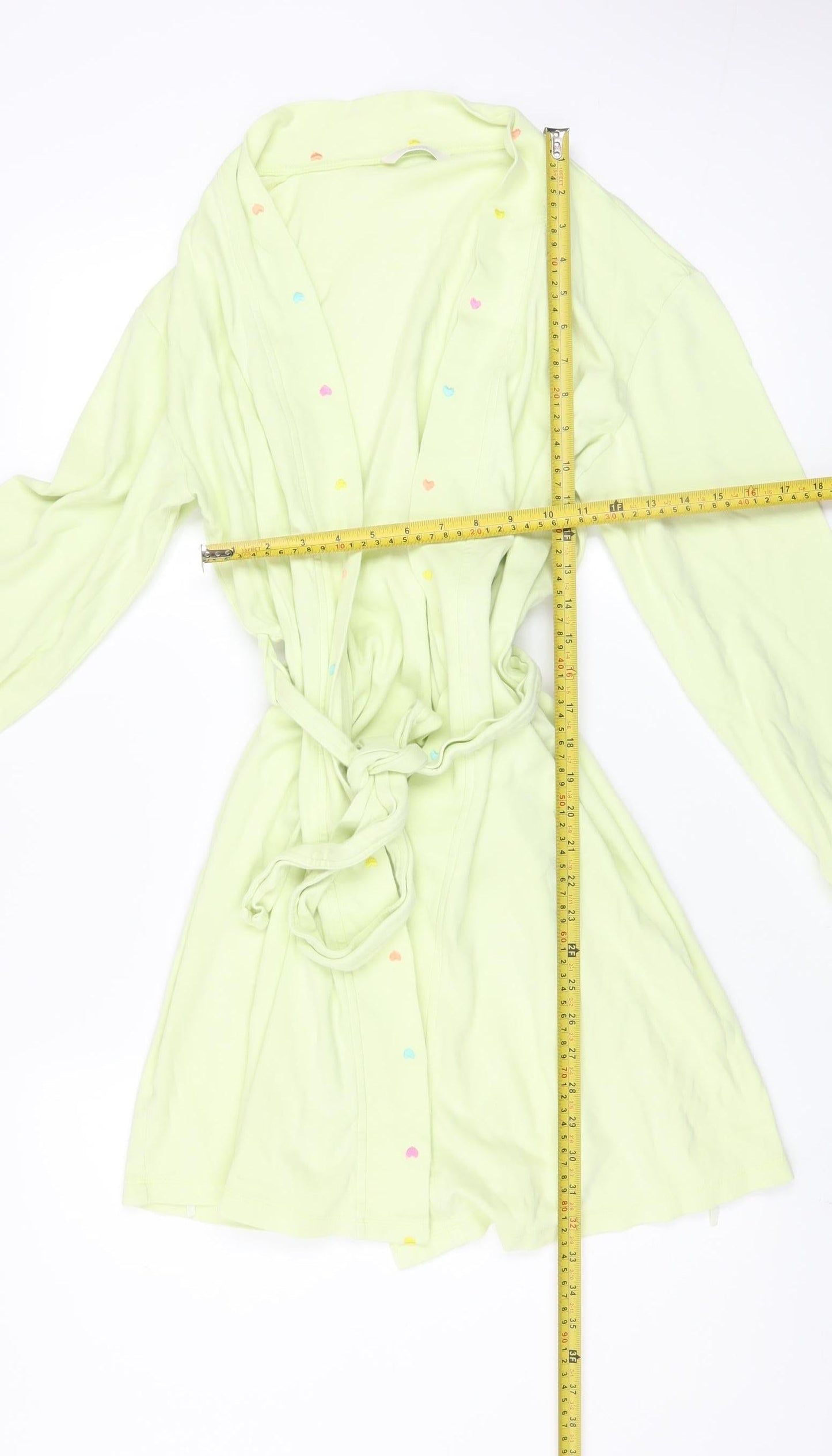 Marks and Spencer Women's Green Cotton Heart Robe Kimono UK 8-10