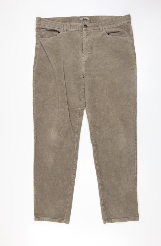 Tu Men Beige Corduroy Chino Trousers 38L Regular Fit Autumn