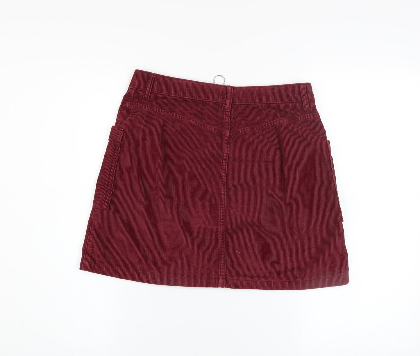 Topshop Women Red Corduroy A-Line Mini Skirt Size 10