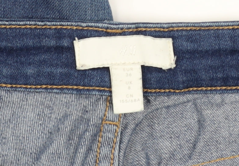 H&M Women's Blue Mid-Rise Boyfriend Jeans Size 8 Relaxed Fit Denim