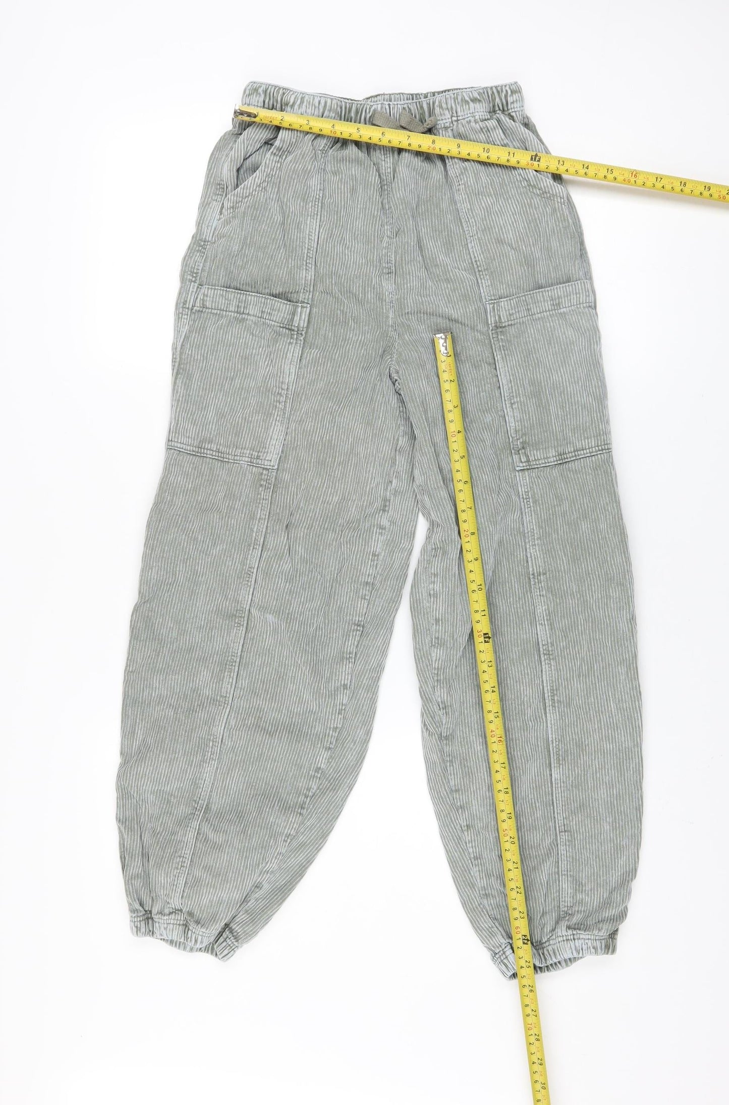 Next Boys Grey Cargo Trousers 12 Years 100% Cotton Elastic Waist