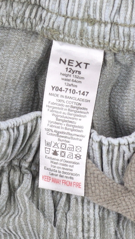 Next Boys Grey Cargo Trousers 12 Years 100% Cotton Elastic Waist