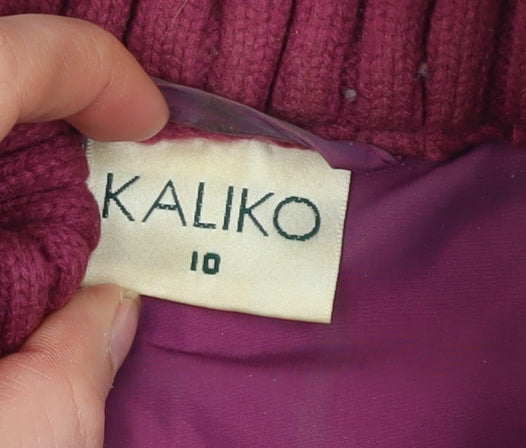 Kaliko Women's Purple Puffer Waistcoat Size 10 Quilted Sleeveless Gilet