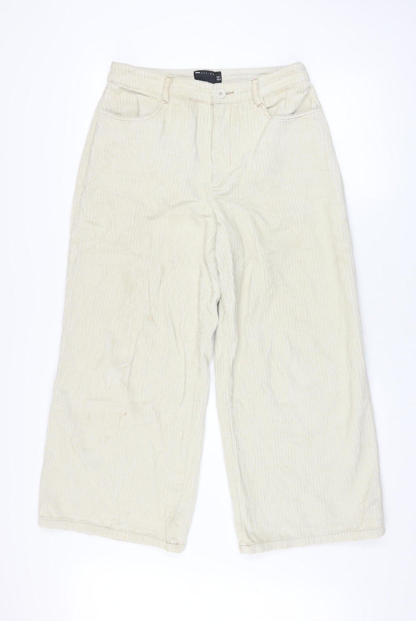 ASOS DESIGN Womens Beige Corduroy Wide-Leg Trousers Size 10