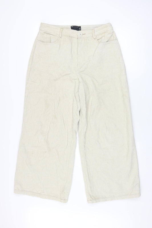 ASOS DESIGN Womens Beige Corduroy Wide-Leg Trousers Size 10
