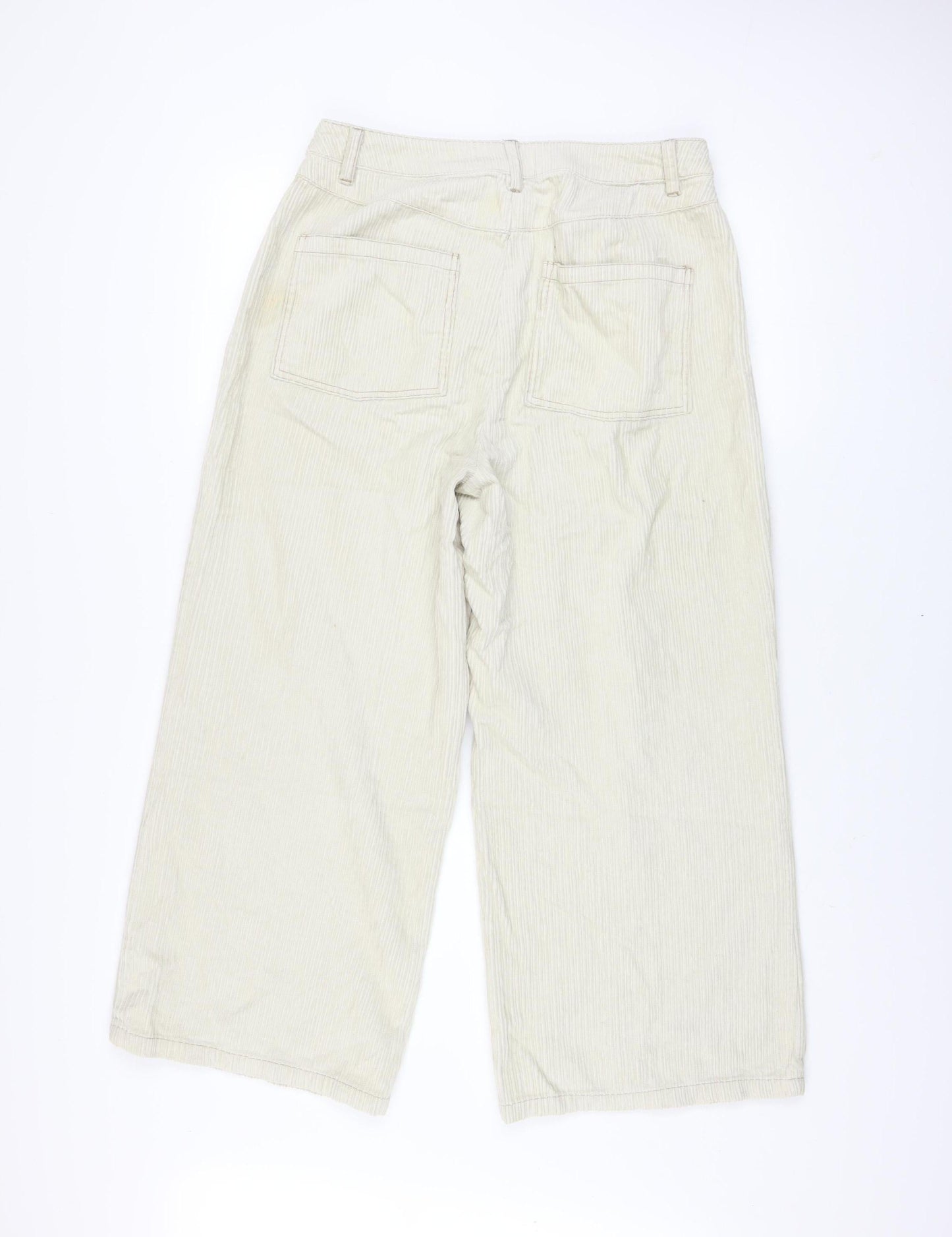 ASOS DESIGN Womens Beige Corduroy Wide-Leg Trousers Size 10