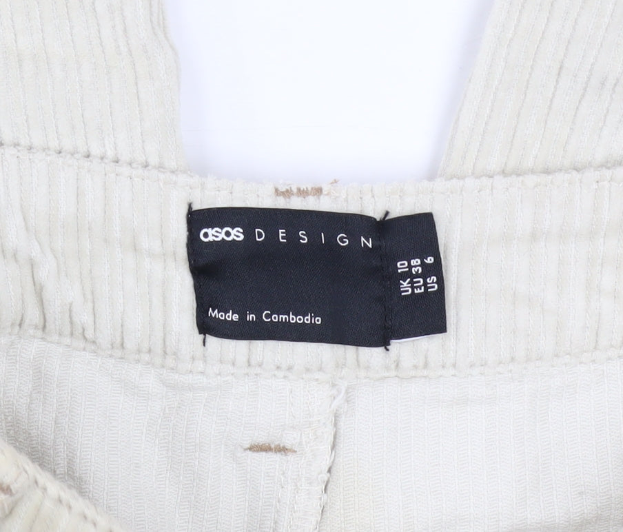 ASOS DESIGN Womens Beige Corduroy Wide-Leg Trousers Size 10