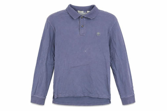 Timberland Men's Blue Long Sleeve Collared Cotton Polo Shirt L