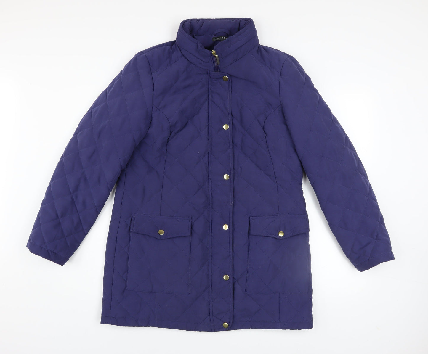 love COATS Women Blue Quilted Mid-Length Coat Size 14