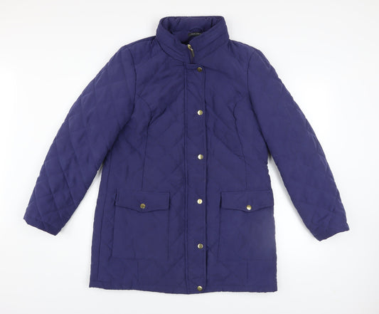 love COATS Women Blue Quilted Mid-Length Coat Size 14