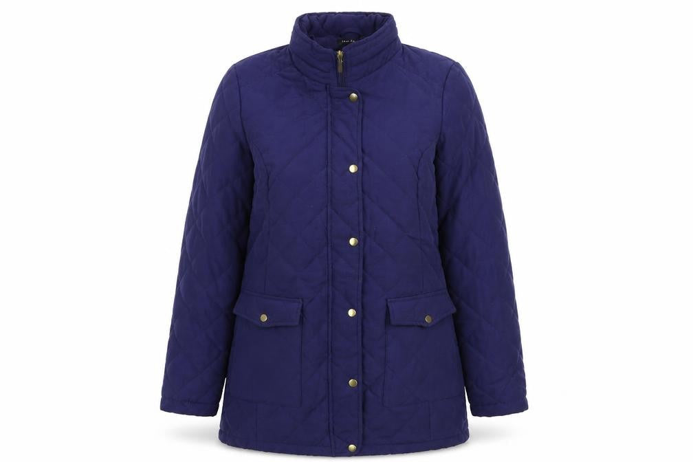 love COATS Women Blue Quilted Mid-Length Coat Size 14