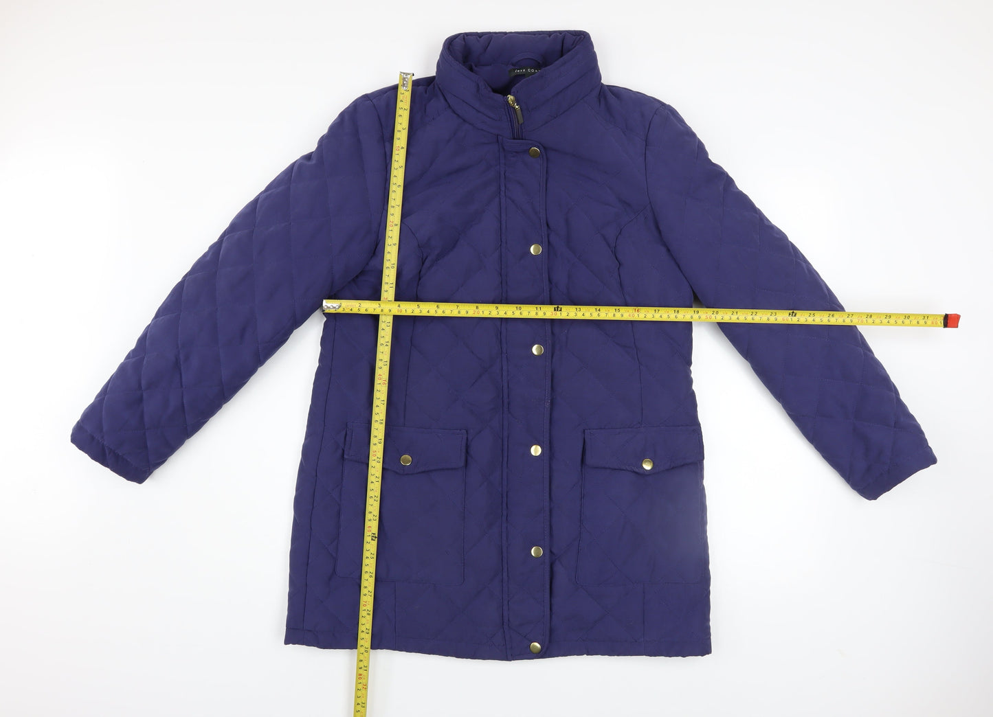 love COATS Women Blue Quilted Mid-Length Coat Size 14