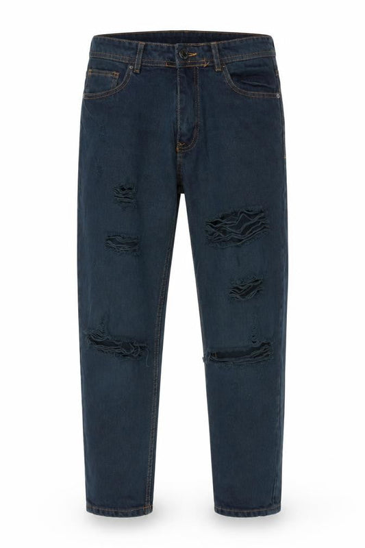 Don't Think Twice Men's Blue Distressed Straight Jeans W32 L32