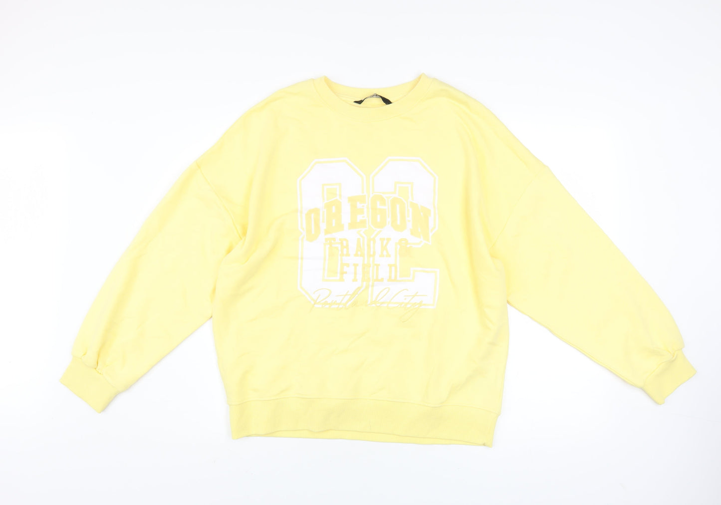 Marks & Spencer F&F Women's Yellow Pullover Sweatshirt Size M Oregon Print