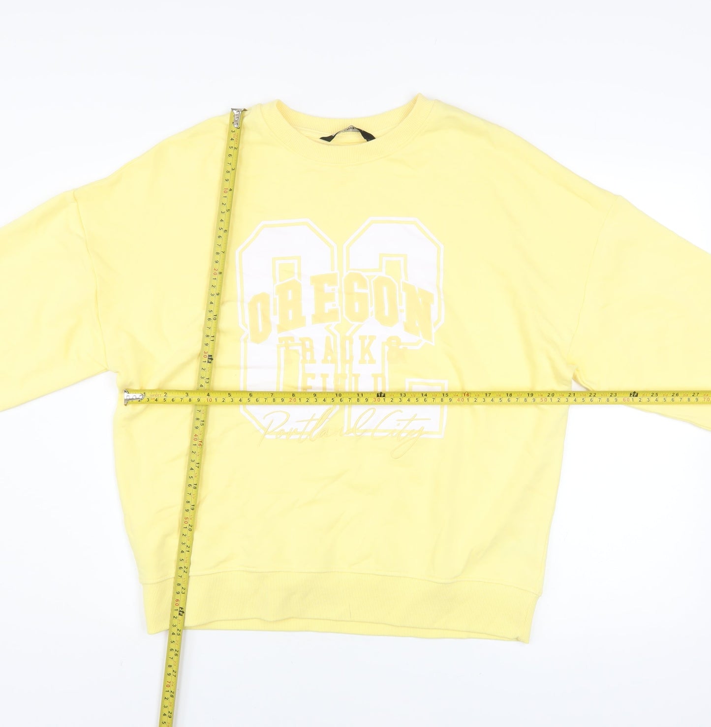 Marks & Spencer F&F Women's Yellow Pullover Sweatshirt Size M Oregon Print