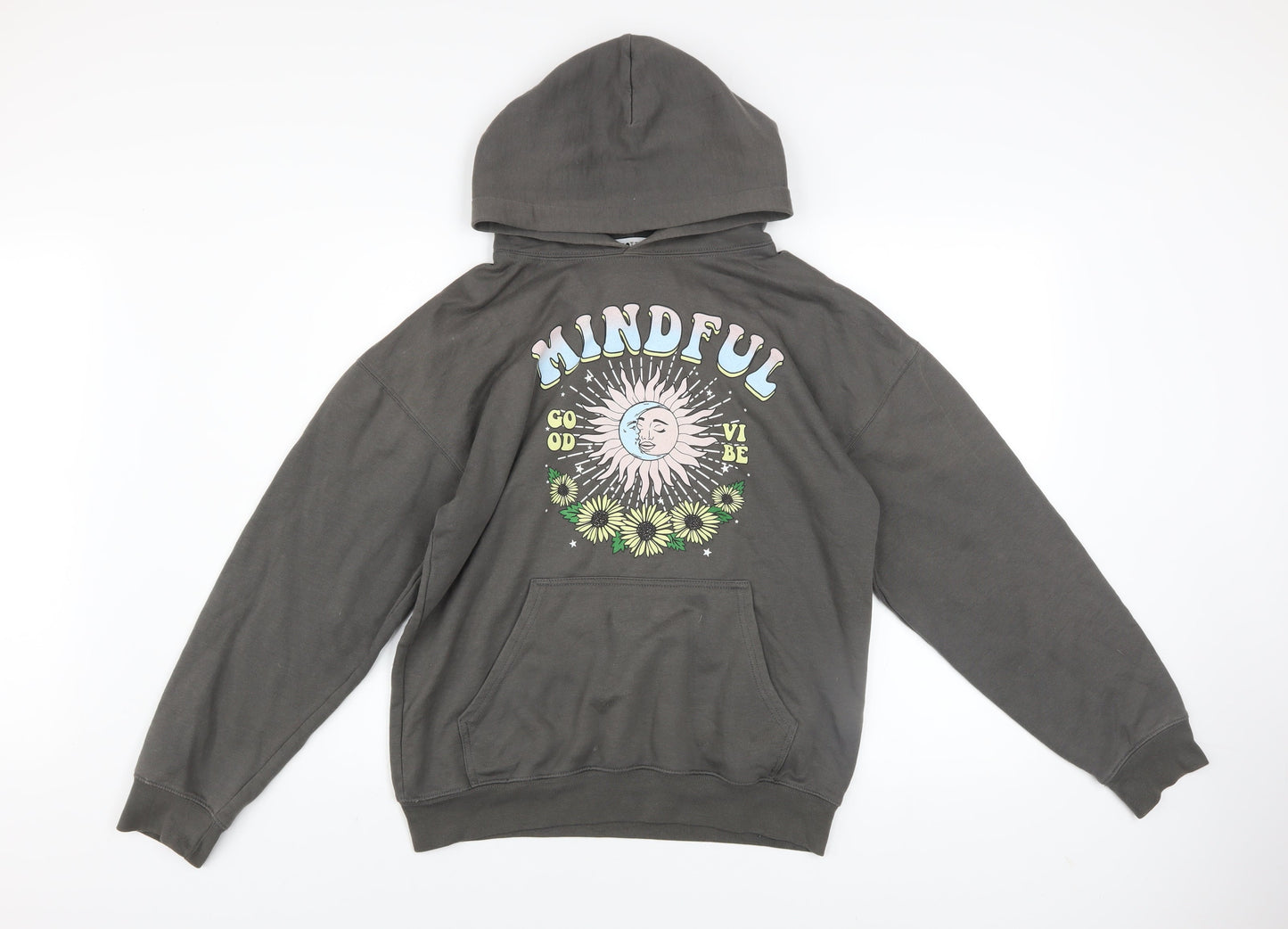 Spotted Womens Charcoal Mindful Graphic Pullover Hoodie Size S