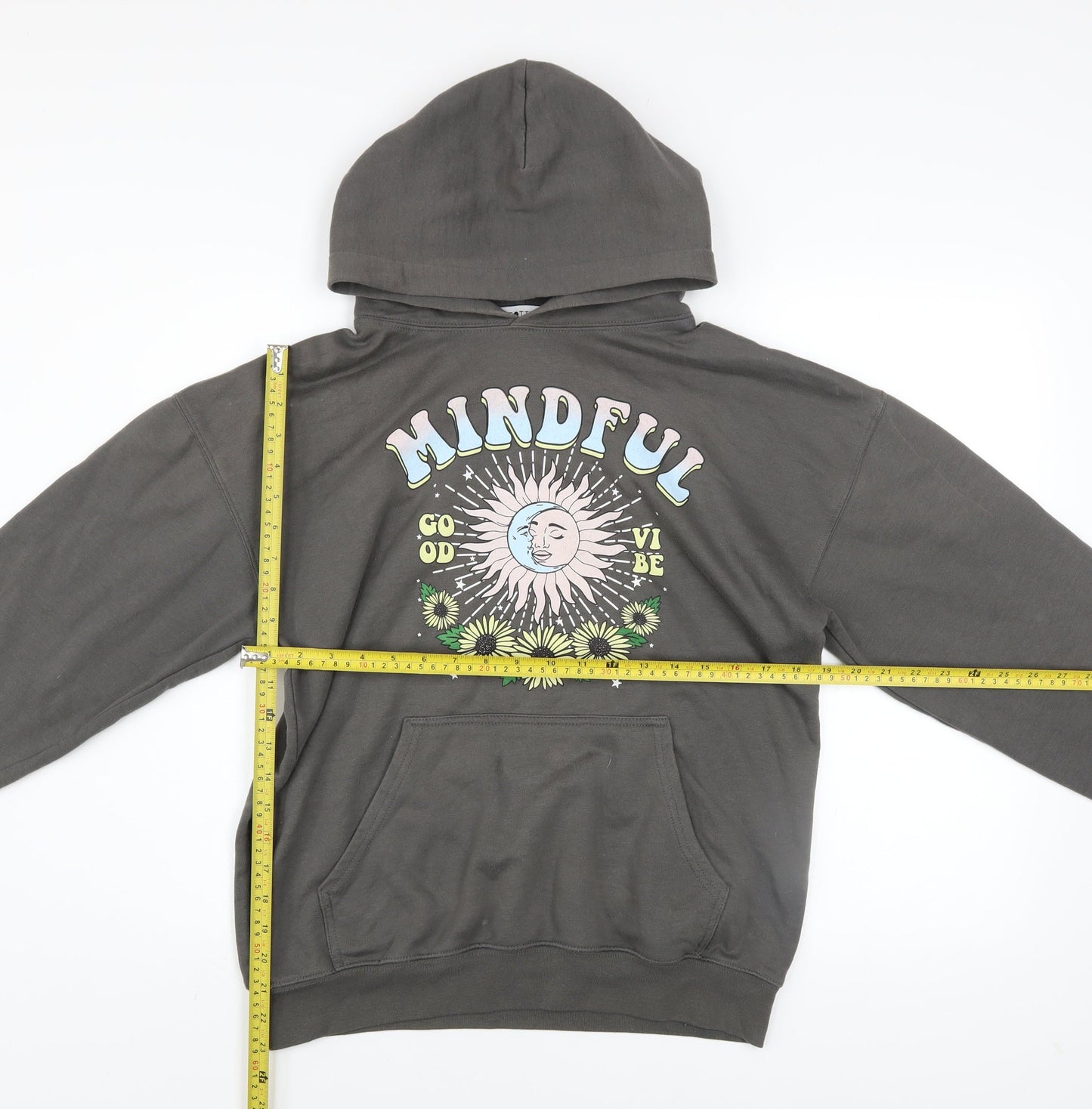 Spotted Womens Charcoal Mindful Graphic Pullover Hoodie Size S