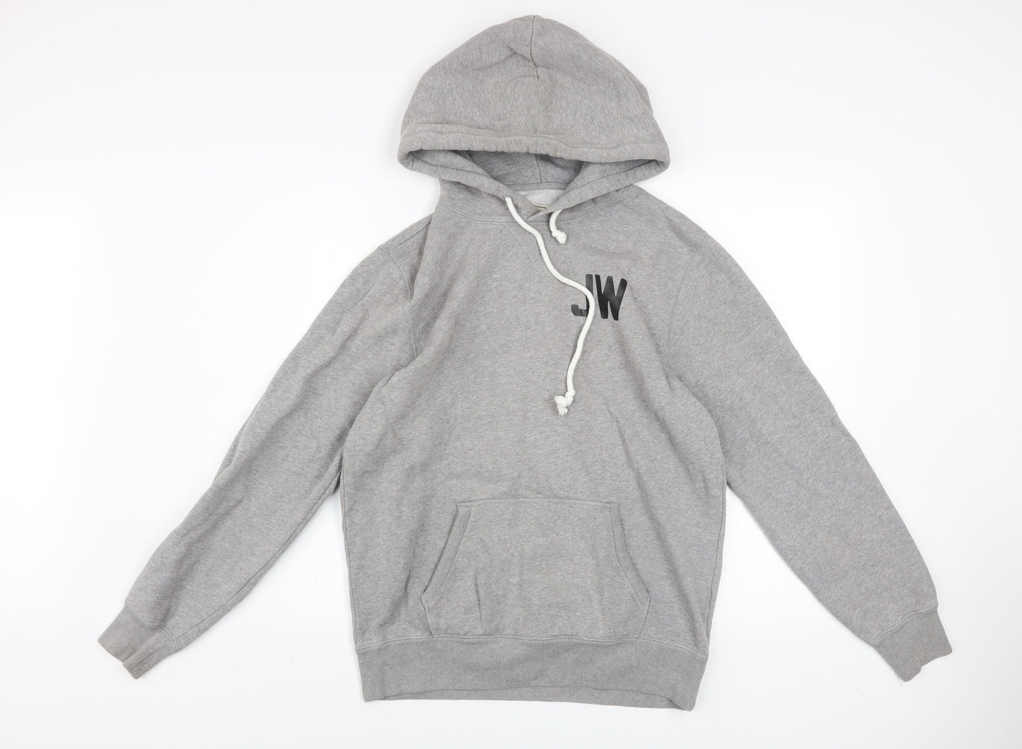 Jack Wills Mens Grey Pullover Hoodie S Logo Fleece Lined Sweatshirt