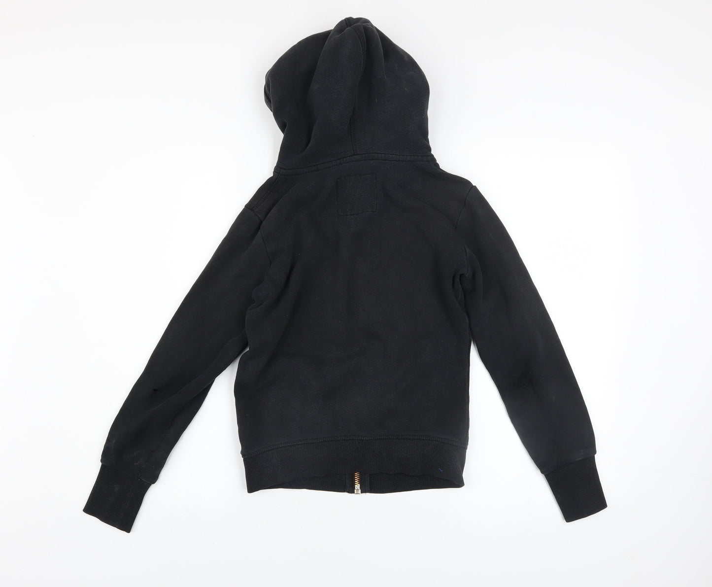 Superdry Womens Black Full Zip Hoodie UK 6 Orange Label Cotton Blend