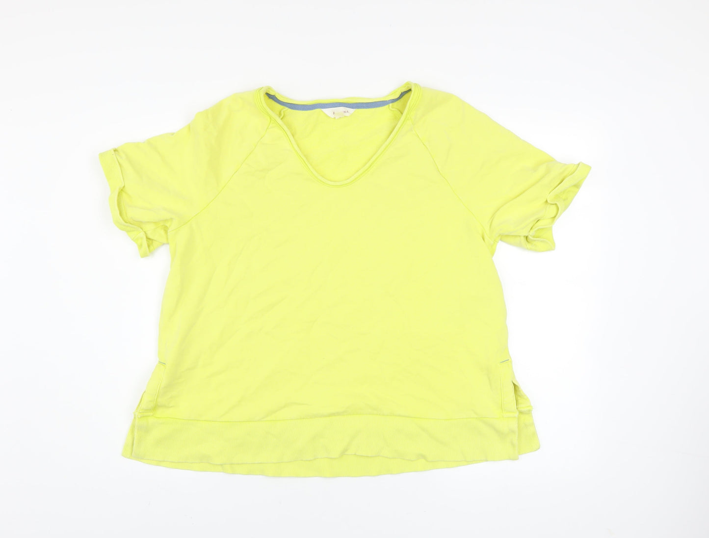 Marks and Spencer Women's Yellow V-Neck Short Sleeve Cotton T-Shirt Size M