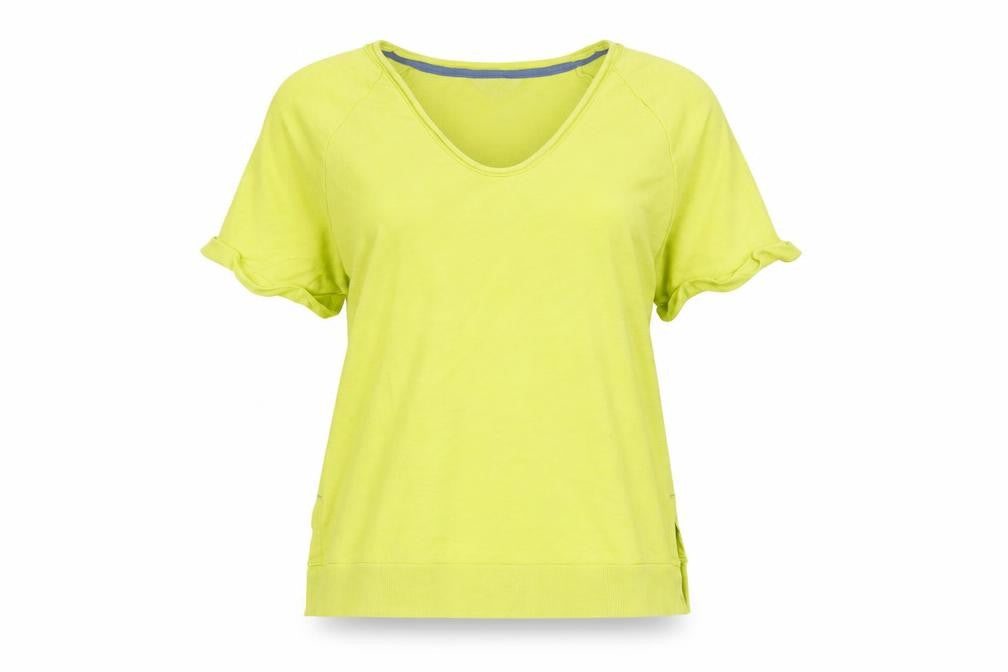 Marks & Spencer Women's Yellow V-Neck Short Sleeve Cotton T-Shirt Size M