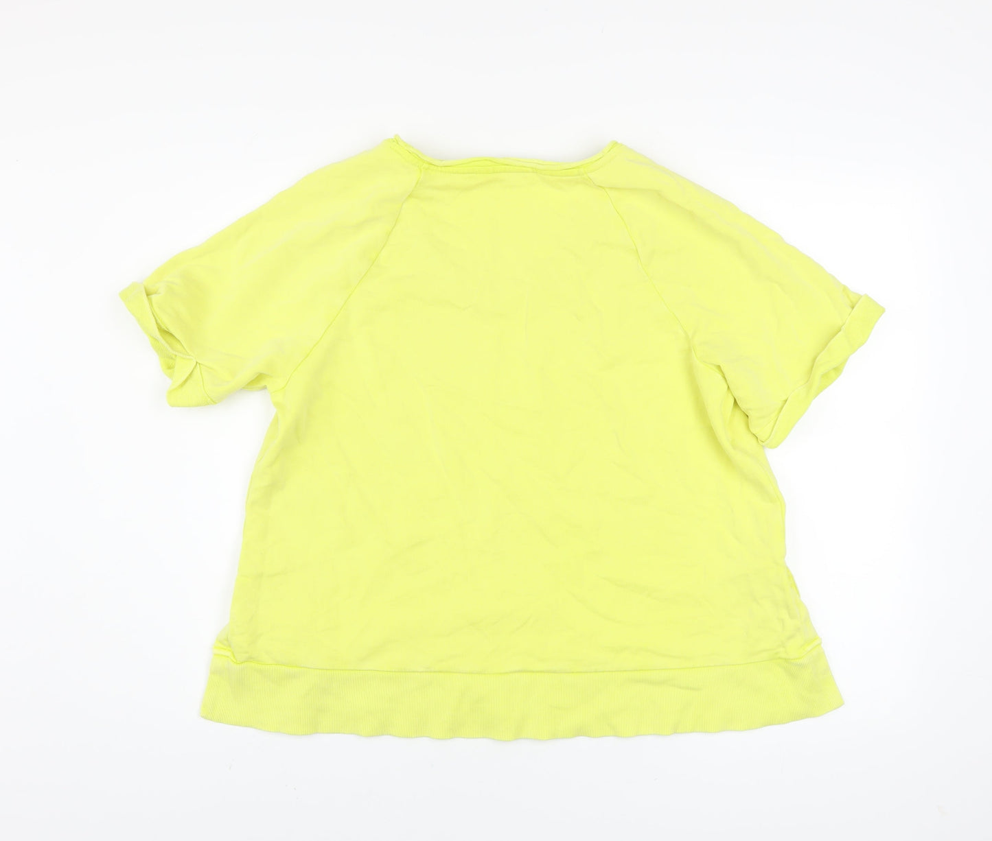 Marks and Spencer Women's Yellow V-Neck Short Sleeve Cotton T-Shirt Size M