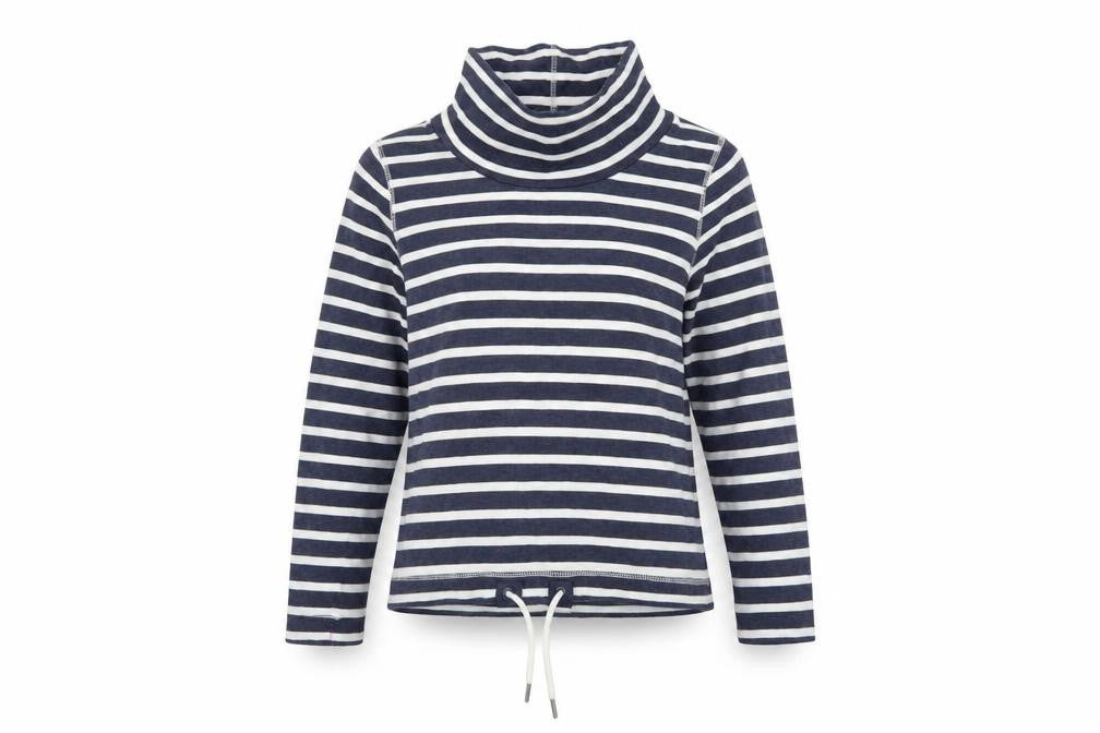 Mantaray Women Navy White Striped Roll Neck Pullover Hoodie Size 10