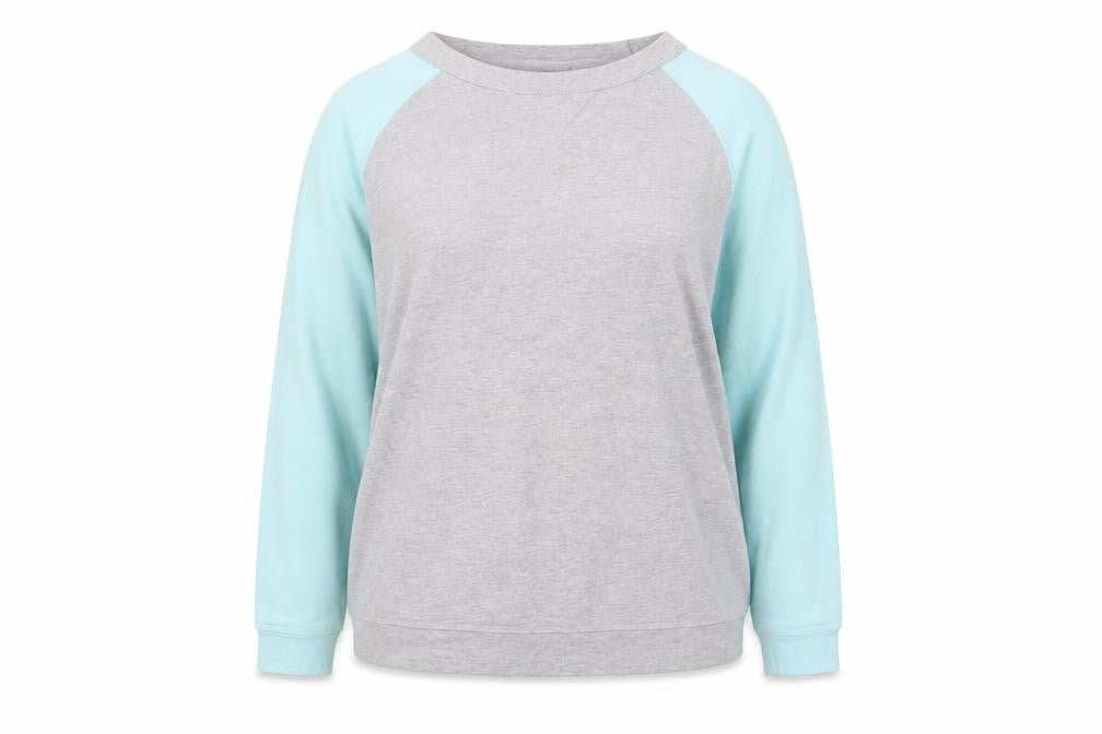 Ellos Women Grey & Light Blue Raglan Pullover Sweatshirt Size 18/19