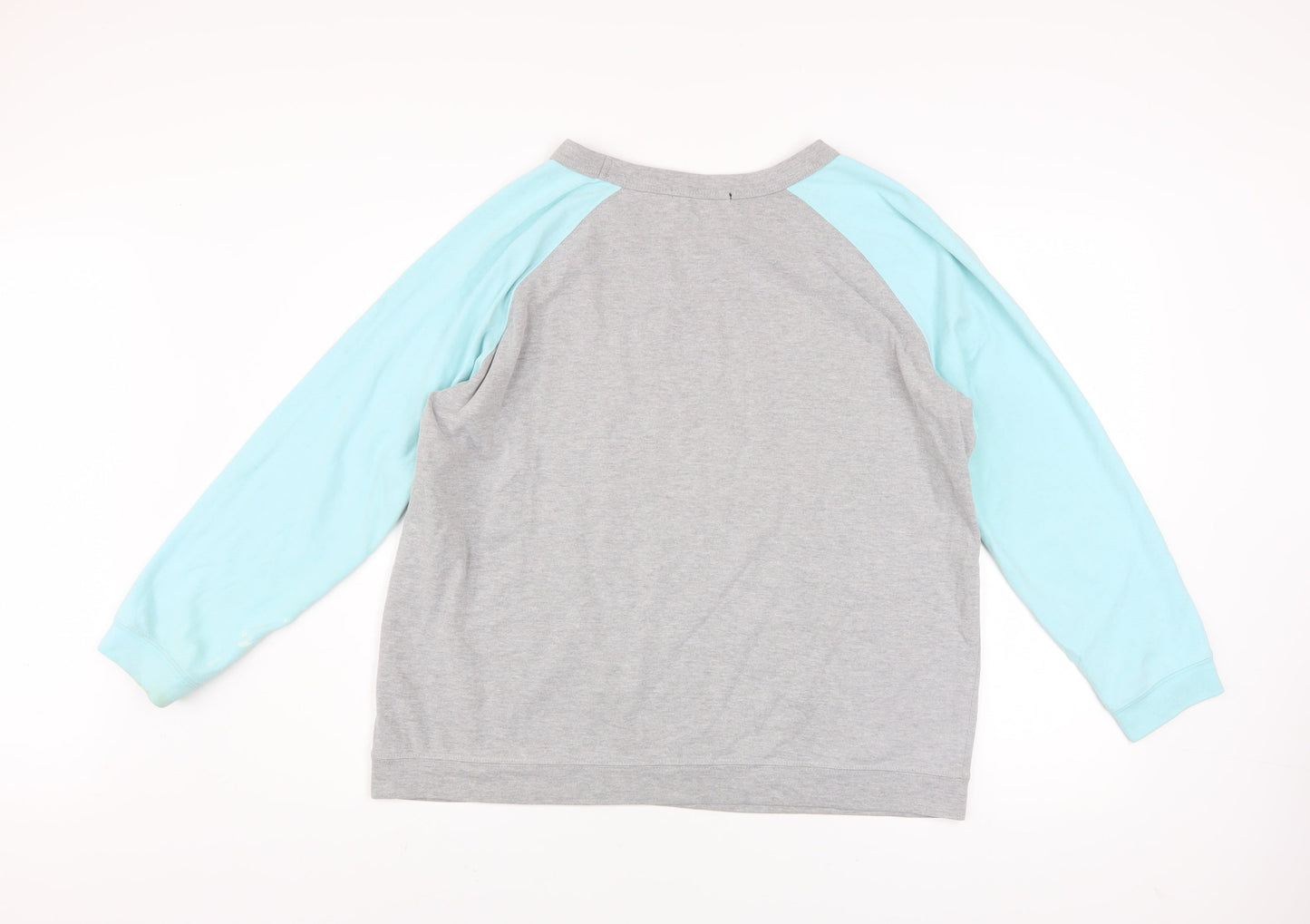 Ellos Women Grey & Light Blue Raglan Pullover Sweatshirt Size 18/19