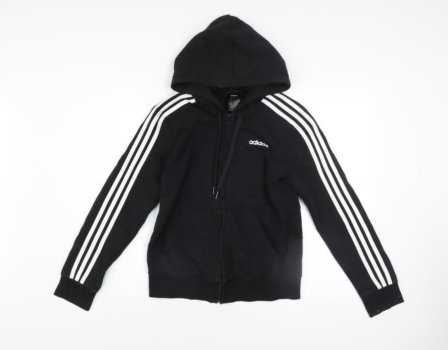 Adidas Womens Black Full Zip Hoodie Size S UK 8-10 Cotton Blend