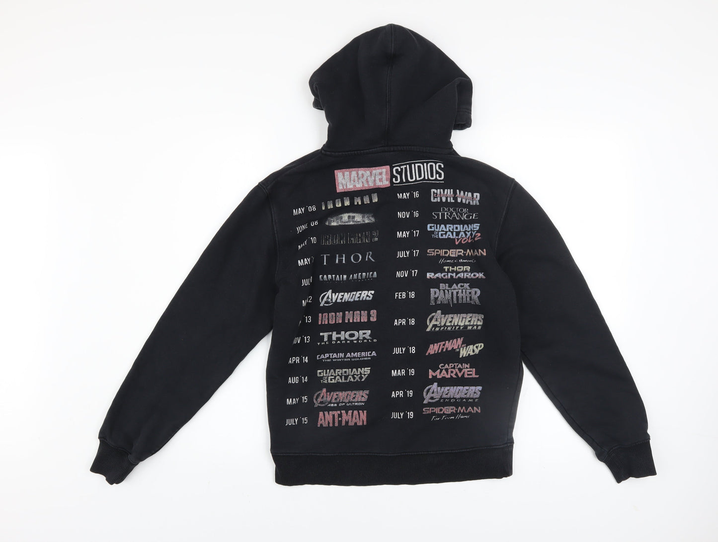 Marvel Boys Black XS Pullover Hoodie with Logo Print